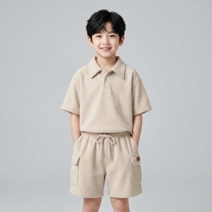 Setelan Anak Laki-Laki Bahan Knit Premim | Kaos Oversize dan Celana Cargo Anak