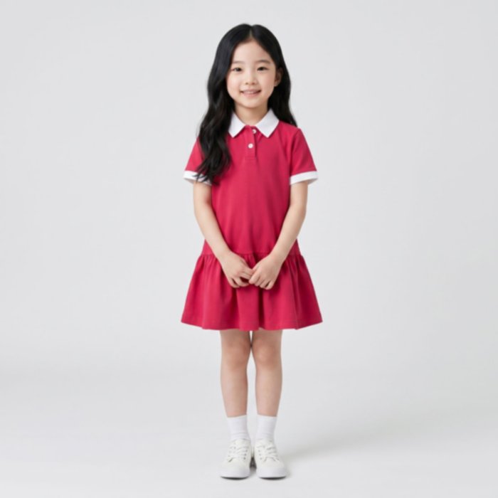 Mini Dress Anak Perempuan Merah Putih Lengan Pendek Bahan Katun