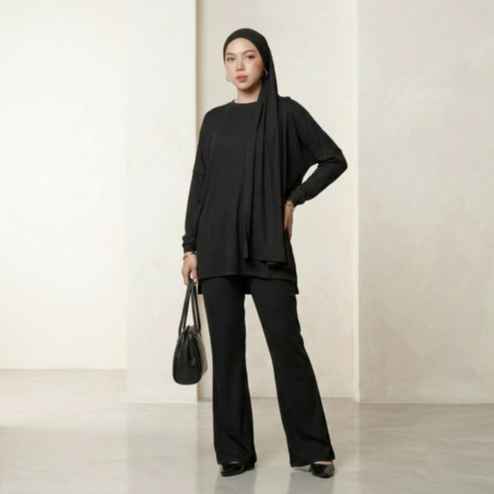 Aira Luxury One Set | Setelan Bahan Jersey Flare and Blouse